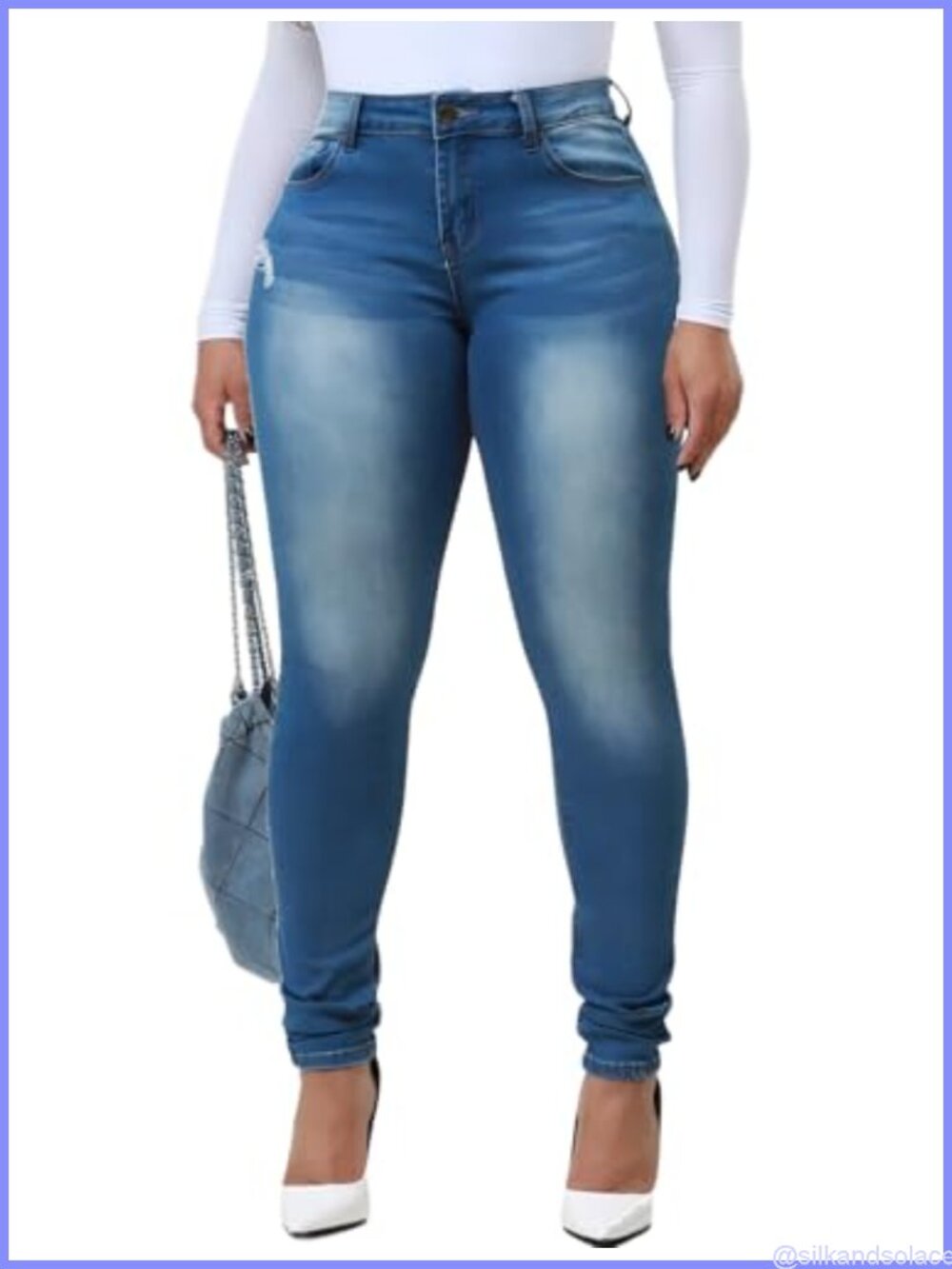 High Waisted Skinny Stretch Ripped Jeans Slim Fit Denim Pants